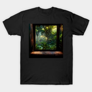 A view at the jungle through a tree house window T-Shirt